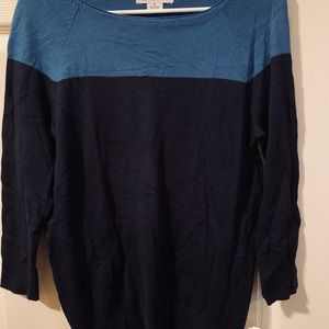 Liz Claiborne Navy Multi color Raglan sleeve sweater Size Small NWT